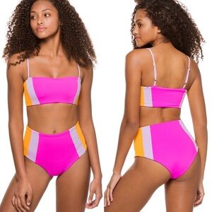 L*Space Rebel Heart Bandeau Colorblock Bikini Top